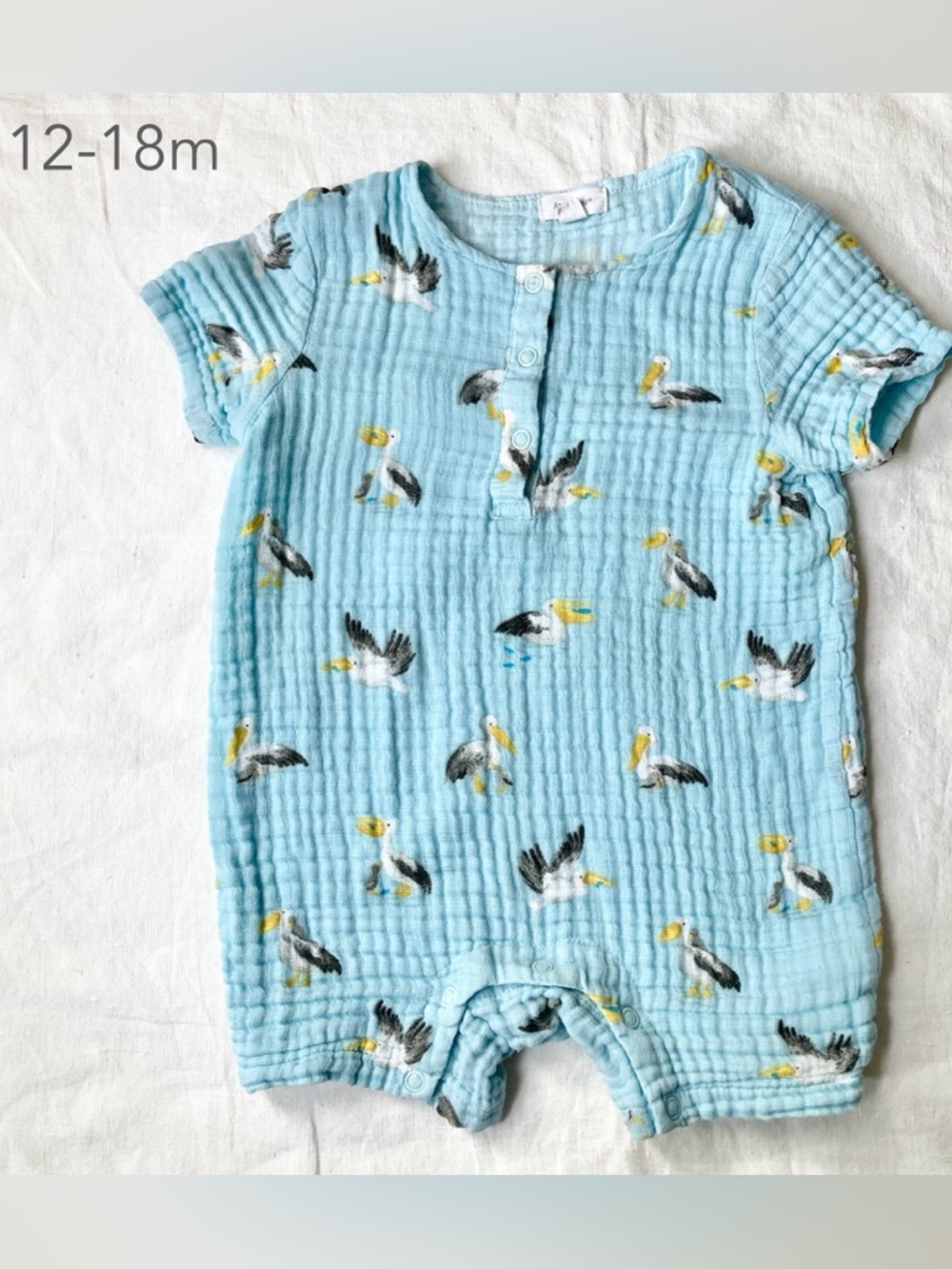 Angel Dear 12-18 Months Baby Toddler Crinkle Gauze Cotton Romper Summer